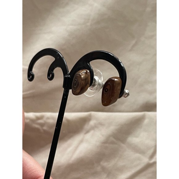 Vintage Monet Brown Wood Earrings - Picture 3 of 11